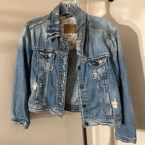 Hollister Distressed Jean Jacket with Studs - Large